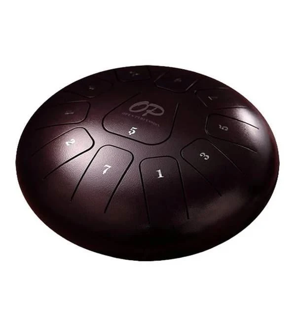 Opus Percussion 12in Metal 11-Note Standard Carves Style Tongue Drum in Chestnut - Image 2