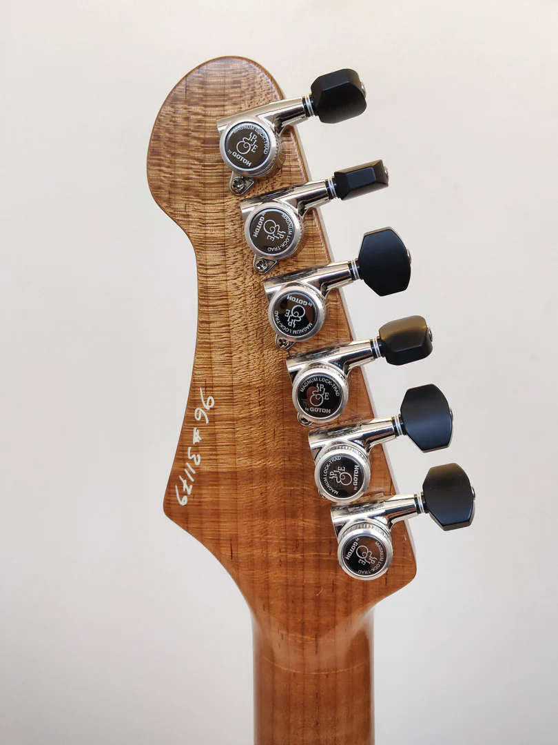 Patrick James Eggle 96-V-HSS-2-TSB Electric Guitar with Swamp Ash Body and 3A Roasted Flame Maple Neck - 2-Tone Sunburst - Image 7