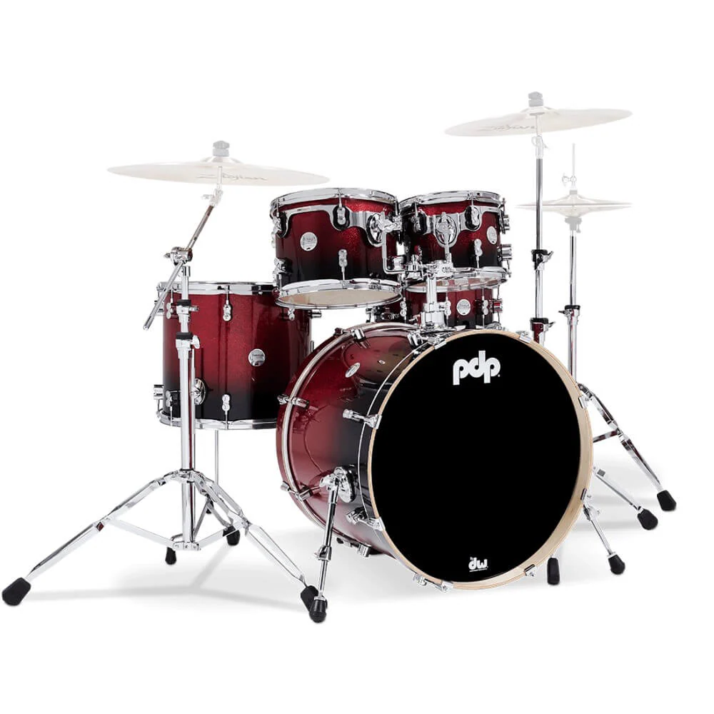 PDP Concept Maple 22/10/12/16+14S 5pc Drum Shell Pack - Red to Black Fade - Image 3