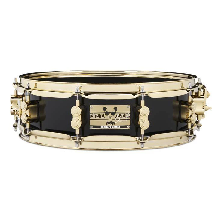 PDP Eric Hernandez Signature 14 x4 in 6ply Maple Snare Drum in Piano Black Lacquer with Gold Hardware - Image 4