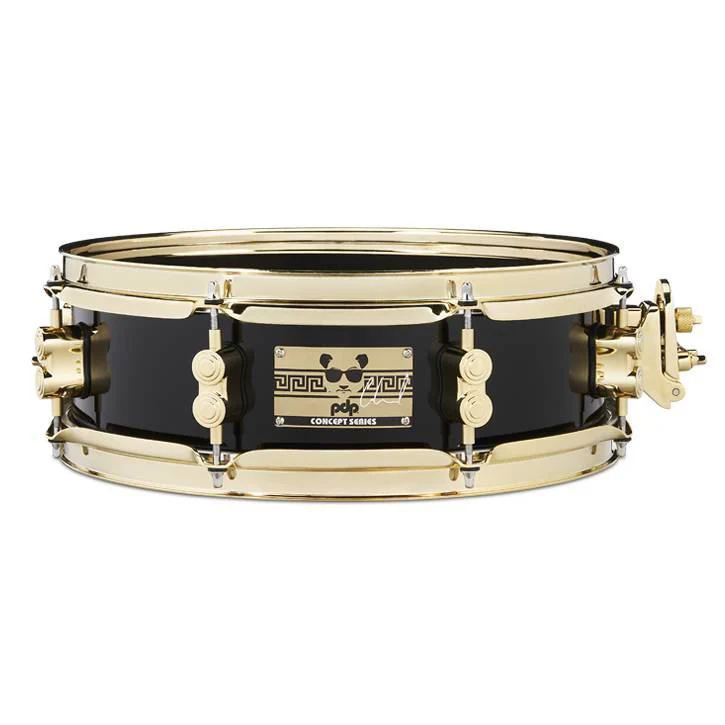 PDP Eric Hernandez Signature 14x3 in 6 ply Maple Snare Drum in Piano Black Lacquer with Gold Hardware - Image 6
