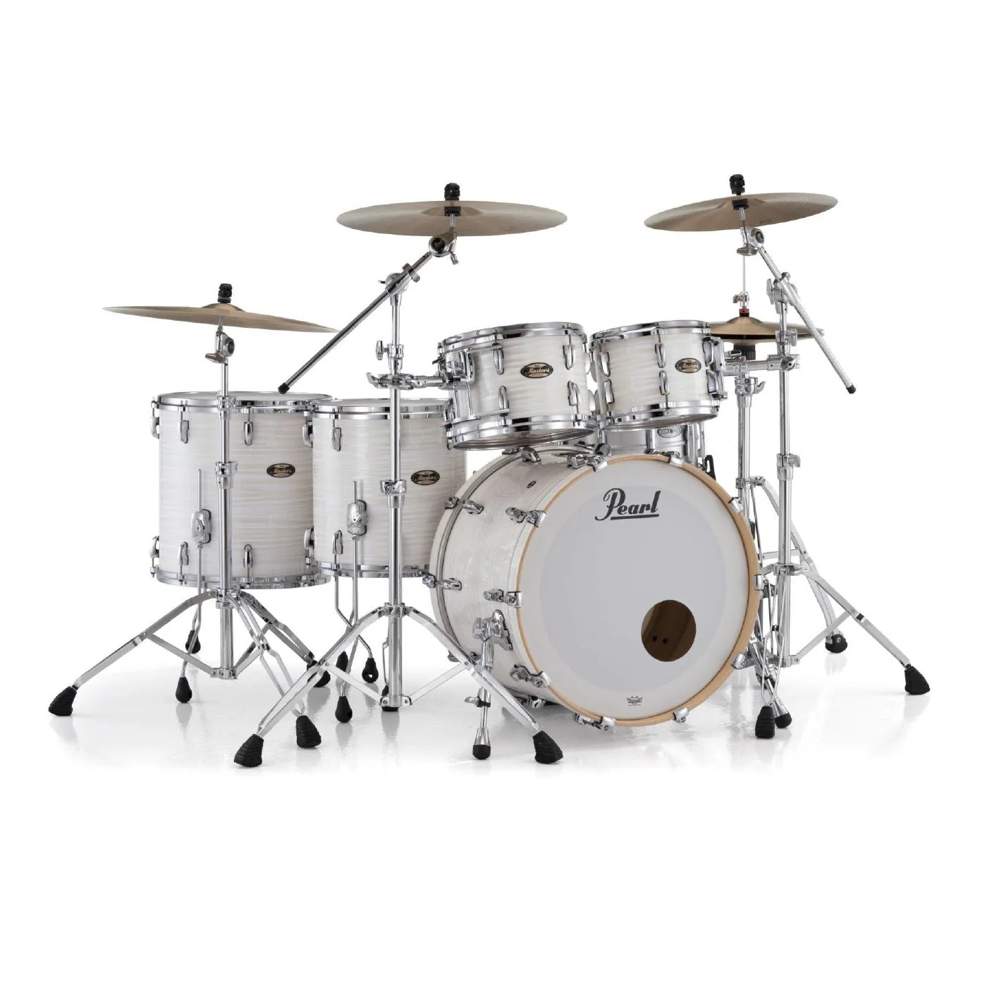 Pearl Masters Maple Gum 4-Piece 10/12/16/22 Shell Pack Hand Painted Silver White Swirl