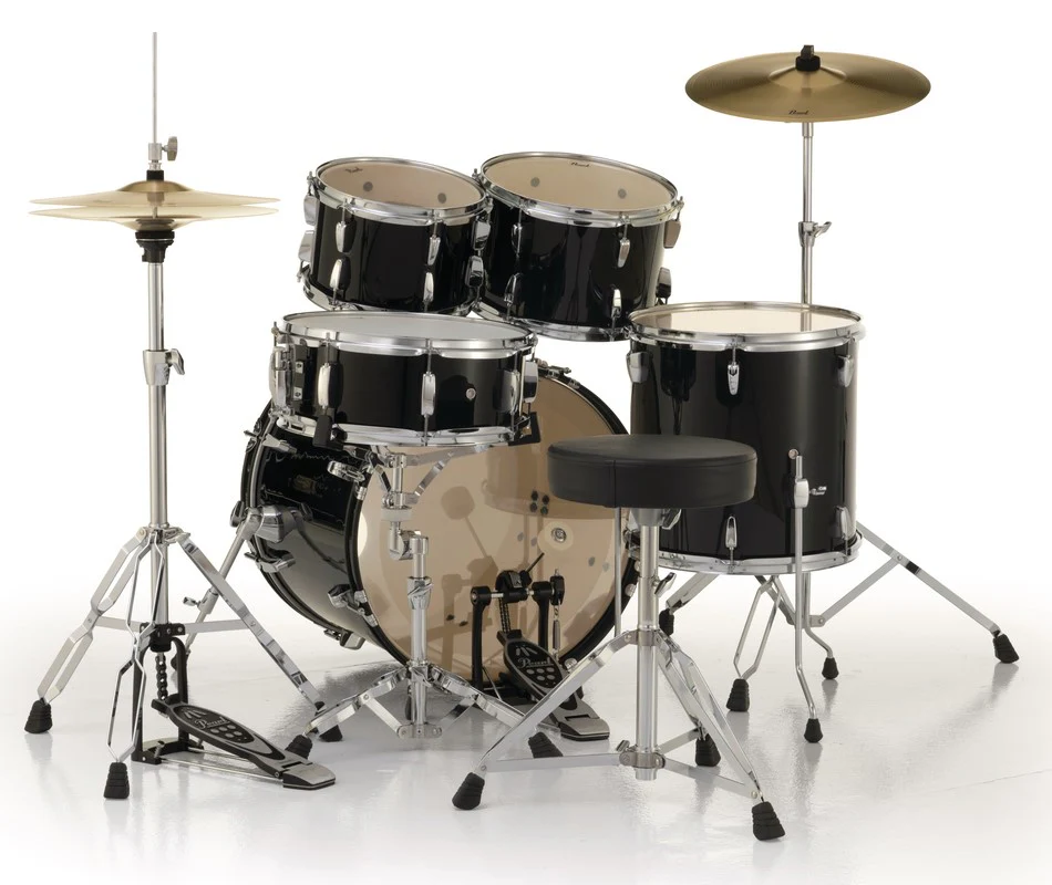 Pearl Roadshow 20/10/12/14+14S 5pc Drum Kit with Hardware and Cymbals - Jet Black - Image 2