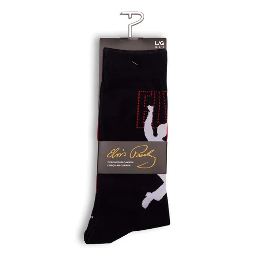 Perris Licensed Elvis 68 Comeback Large Crew Socks in Black-1 Pair - Image 5