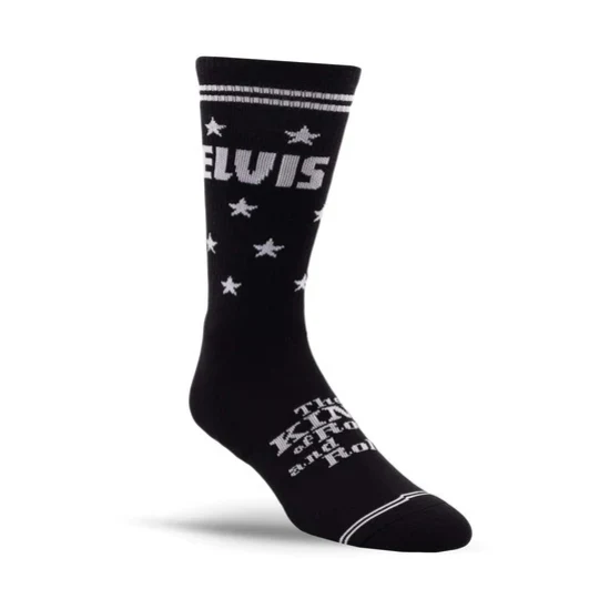 Perris Licensed Elvis The King Large Crew Socks in Black-1 Pair - Image 2