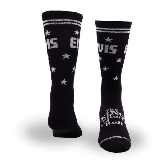 Perris Licensed Elvis The King Large Crew Socks in Black-1 Pair - Image 4