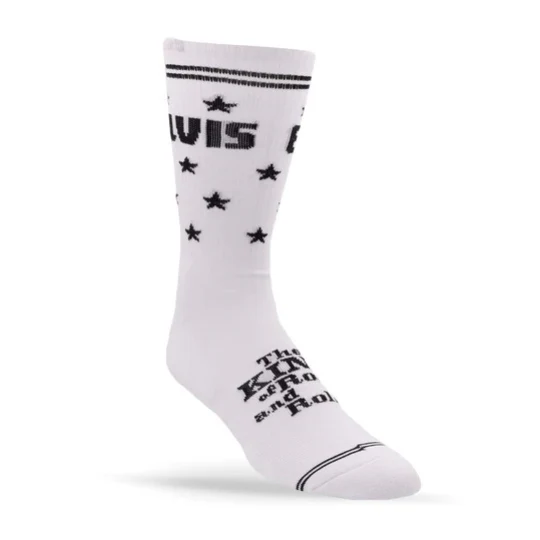 Perris Licensed Elvis The King  Large Crew Socks in White-1 Pair - Image 2
