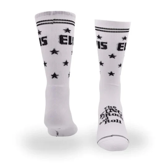 Perris Licensed Elvis The King  Large Crew Socks in White-1 Pair - Image 3