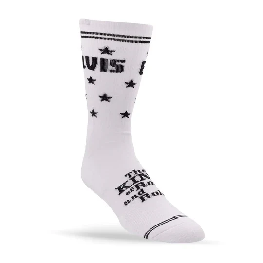 Perris Licensed Elvis The King  Large Crew Socks in White-1 Pair - Image 4