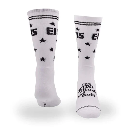 Perris Licensed Elvis The King  Large Crew Socks in White-1 Pair - Image 5