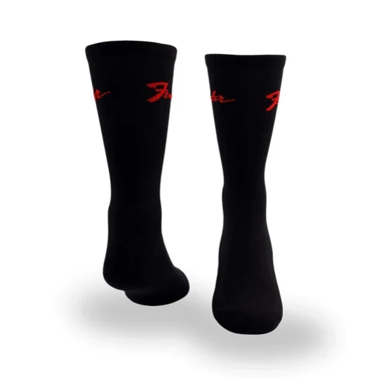 Perris Licensed Fender ClassicLarge Crew Socks in Black-3 Pair - Image 3
