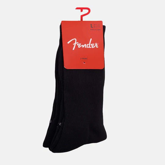 Perris Licensed Fender ClassicLarge Crew Socks in Black-3 Pair - Image 6
