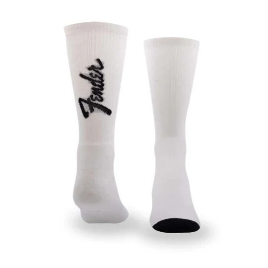 Perris Licensed Fender Exploded Logo Large Crew Socks in White-3 Pair - Image 3