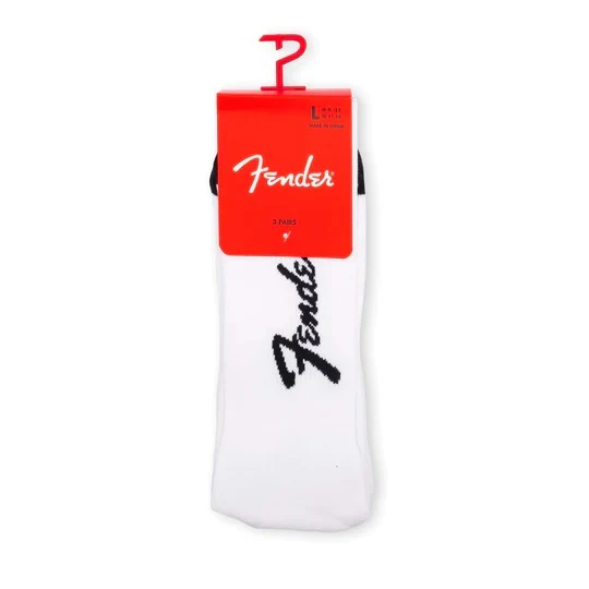 Perris Licensed Fender Exploded Logo Large Crew Socks in White-3 Pair - Image 6
