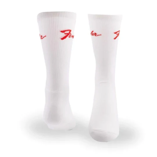 Perris Licensed FenderClassic Large Crew Socks in White-3 Pair - Image 3