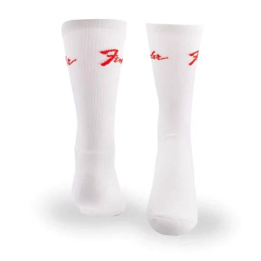 Perris Licensed FenderClassic Large Crew Socks in White-3 Pair - Image 4