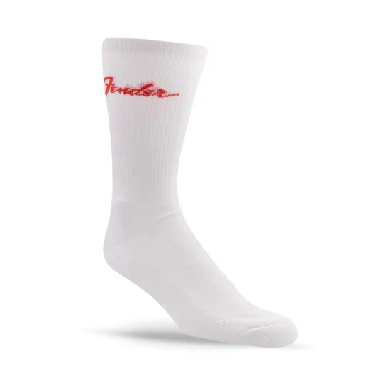Perris Licensed FenderClassic Large Crew Socks in White-3 Pair - Image 6