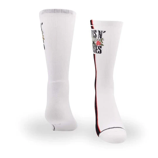 Perris Licensed GNR Side Stripe Large Crew Socks in White-1 Pair - Image 4