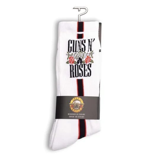 Perris Licensed GNR Side Stripe Large Crew Socks in White-1 Pair - Image 5