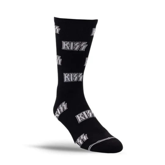 Perris Licensed Kiss All Over Logo Large Crew Socks in Black-1 Pair - Image 2
