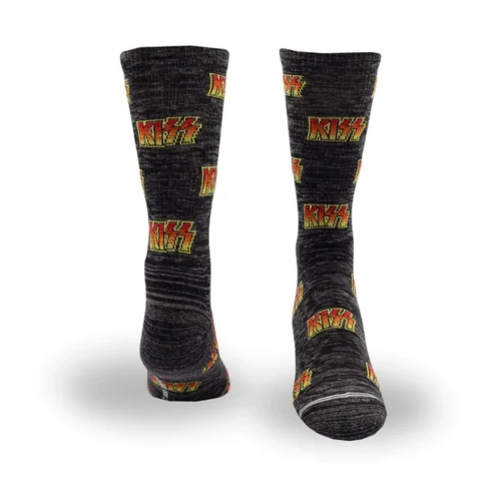 Perris Licensed Kiss All Over Logo Large Crew Socks in Charcoal-1 Pair - Image 3
