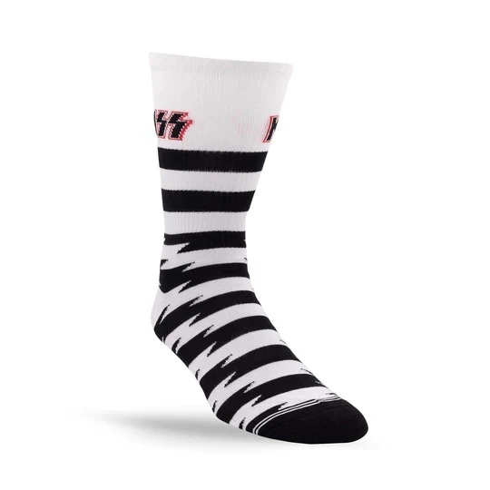 Perris Licensed Kiss Lightning Stripes Large Crew Socks in White-1 Pair - Image 6