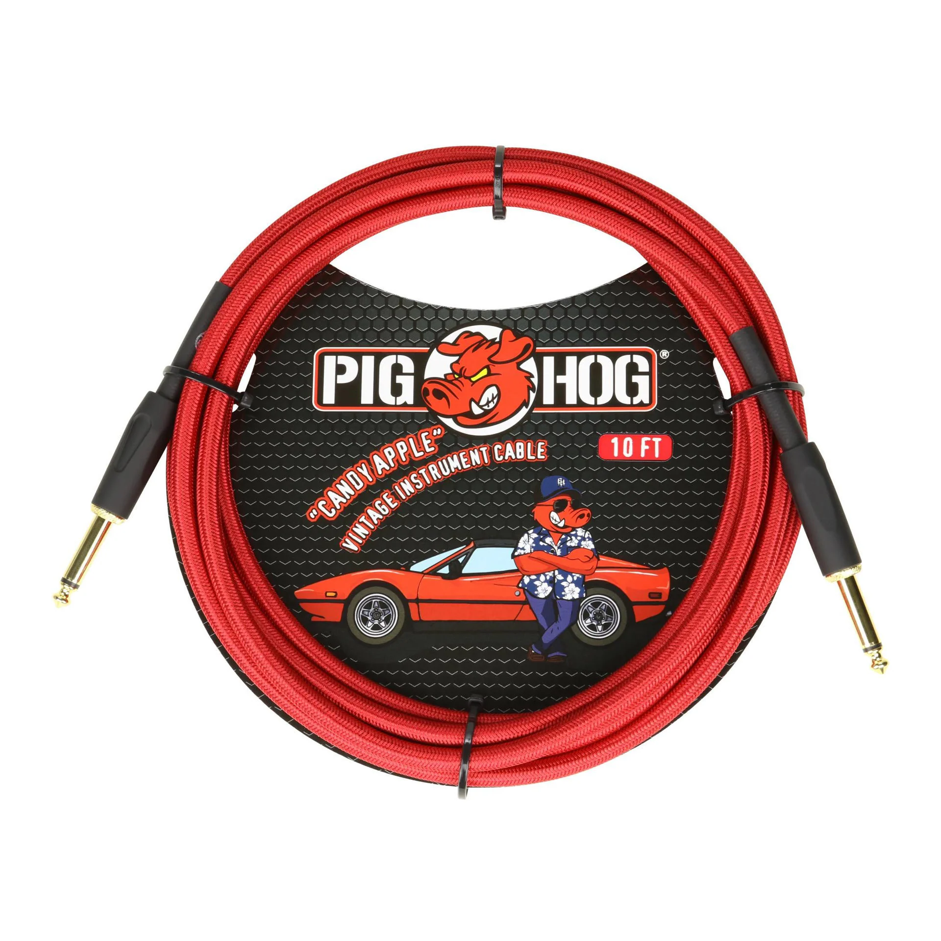 Pig Hog Instrument Cable - 10ft - Candy Apple Red