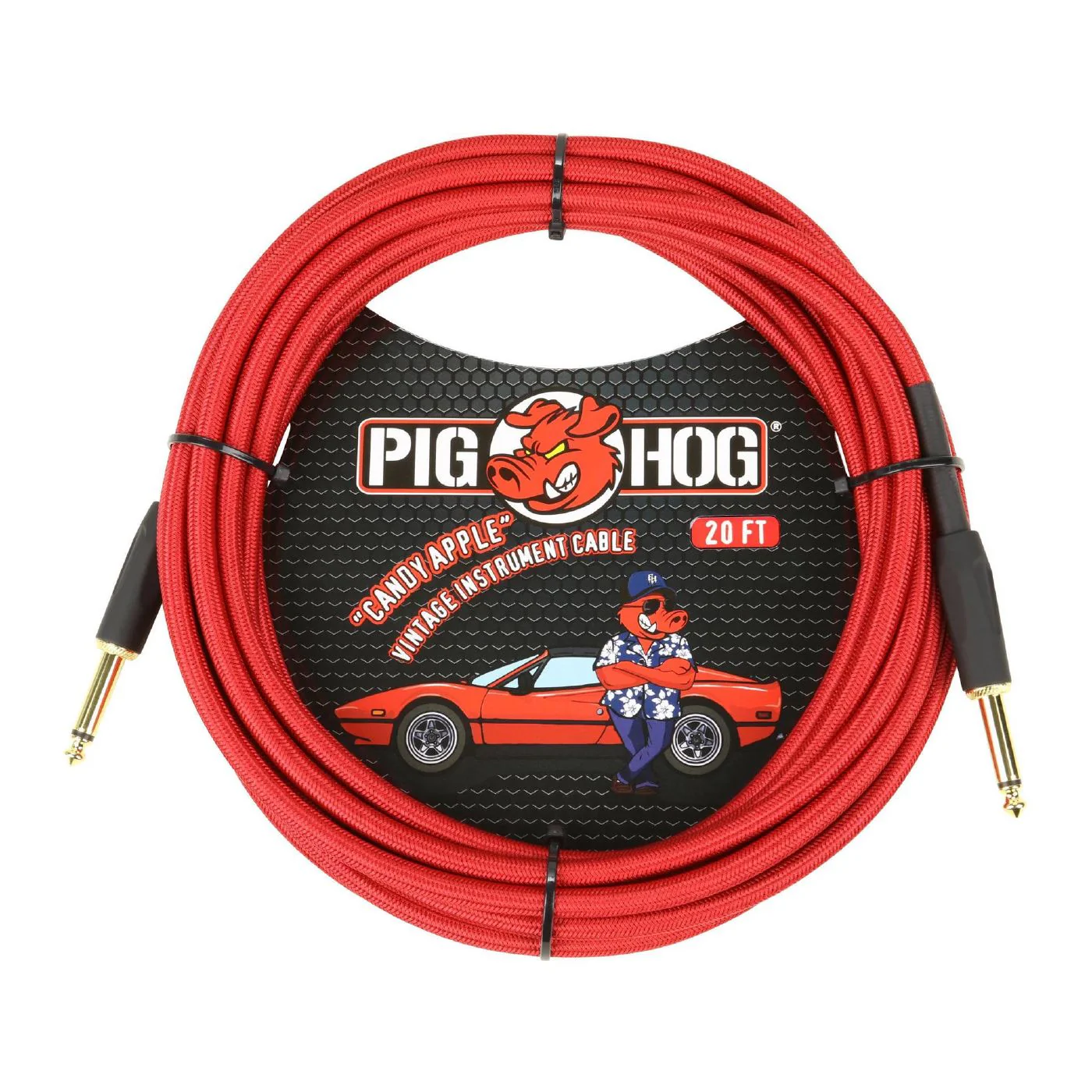 Pig Hog Instrument Cable - 20ft - Candy Apple Red