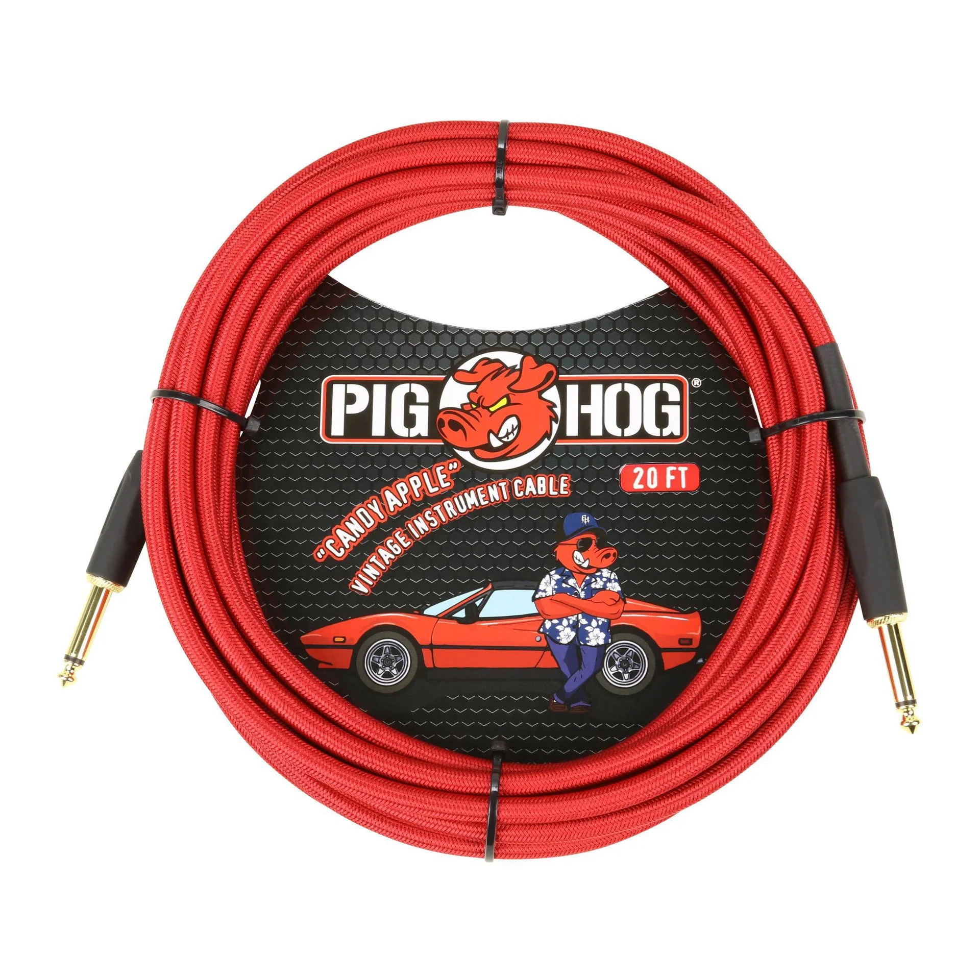 Pig Hog Instrument Cable - 20ft - Candy Apple Red - Image 2