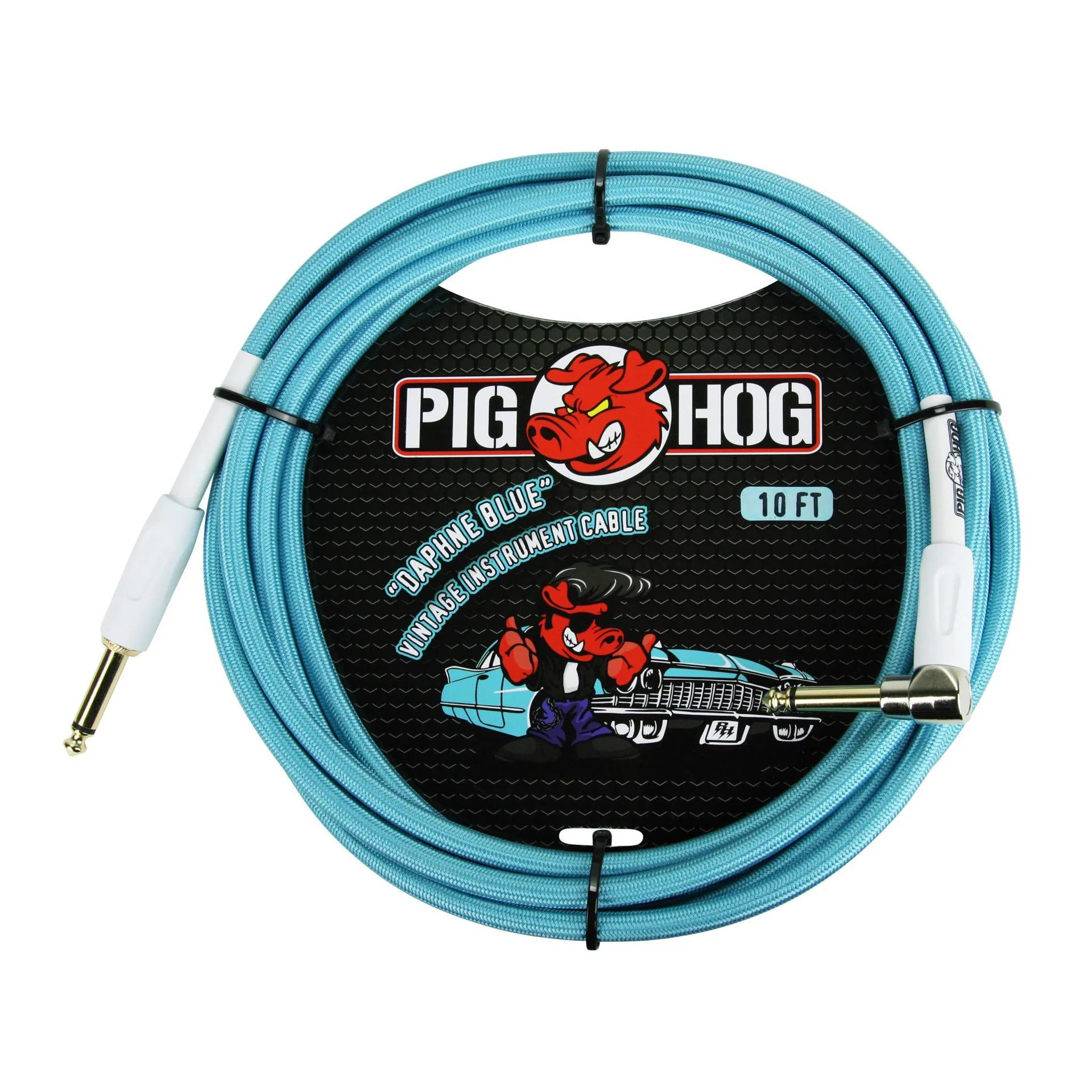 Pig Hog Instrument Cable - Right Angle - 10ft - Daphne Blue - Image 2