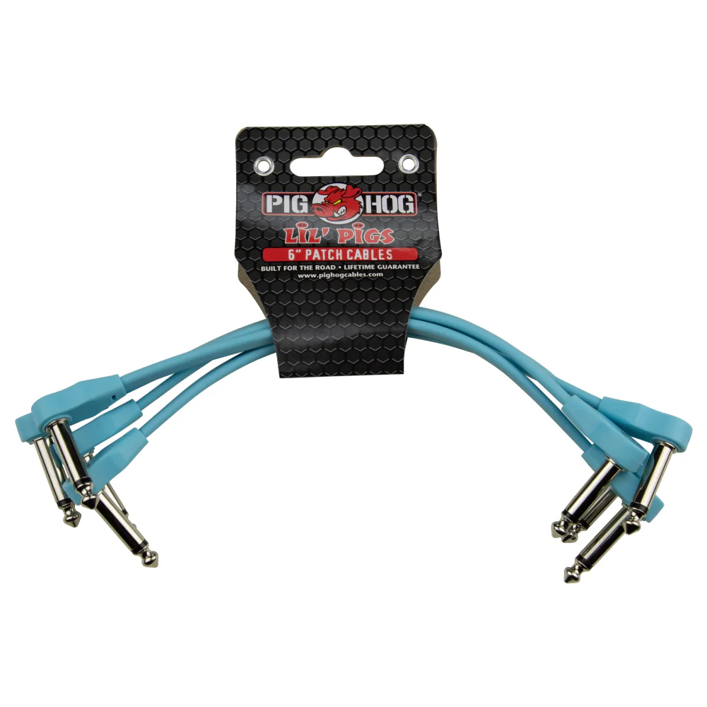 Pig Hog Lil' Pigs 6in Low Profile Patch Cables 4pk in Daphne Blue - Image 2