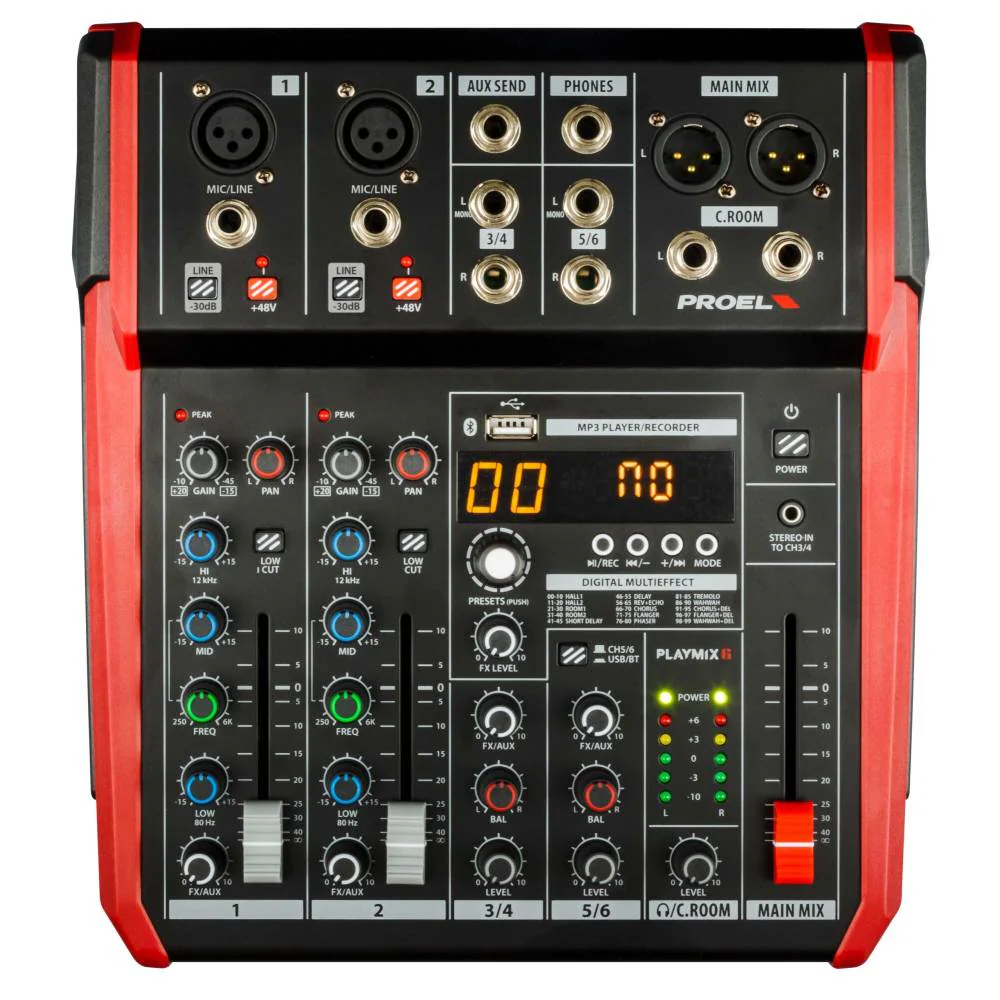 Proel PLAYMIX6 Compact 6-channel mixer with DSP and USB/BT interface - Image 3