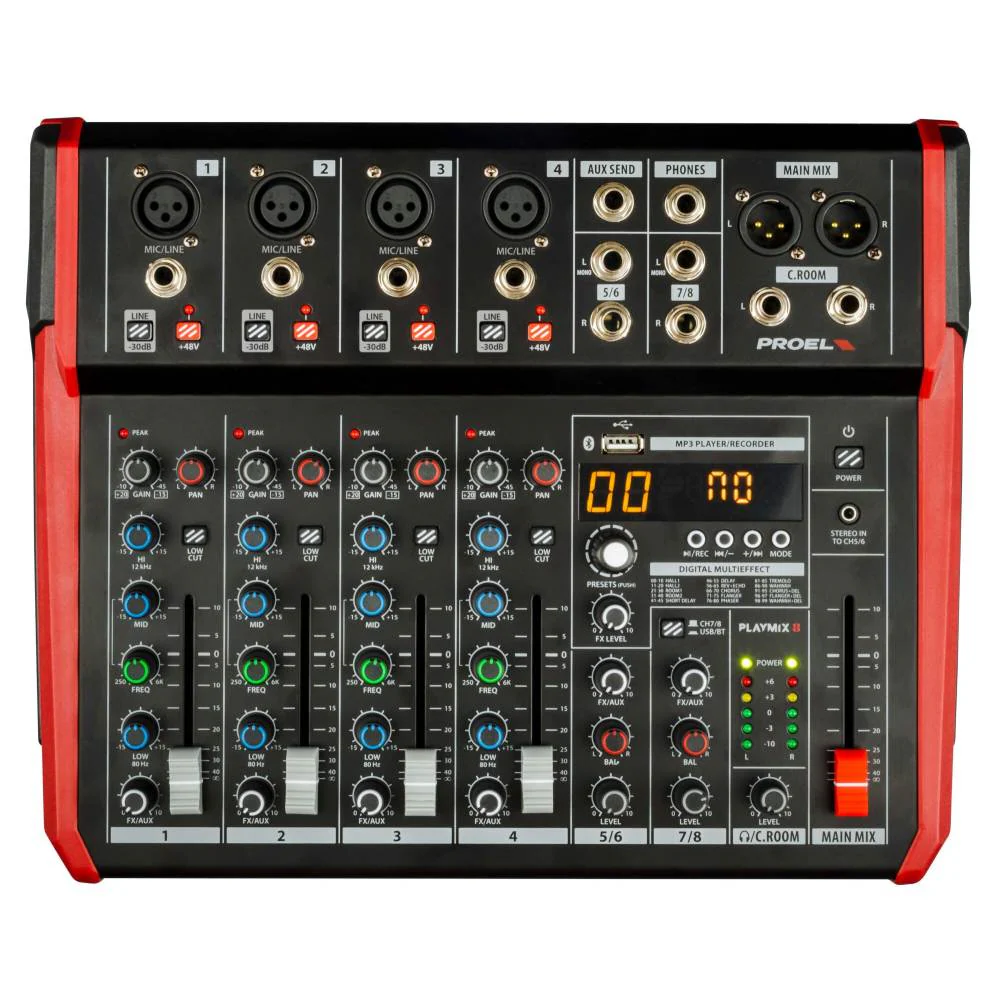 Proel PLAYMIX8 Compact 8-channel mixer with DSP and USB/BT interface - Image 3