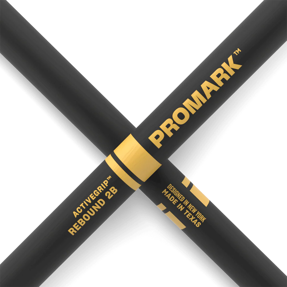Promark Rebound 2B ActiveGrip Drumsticks - Hickory Acorn Tip Black - Image 8