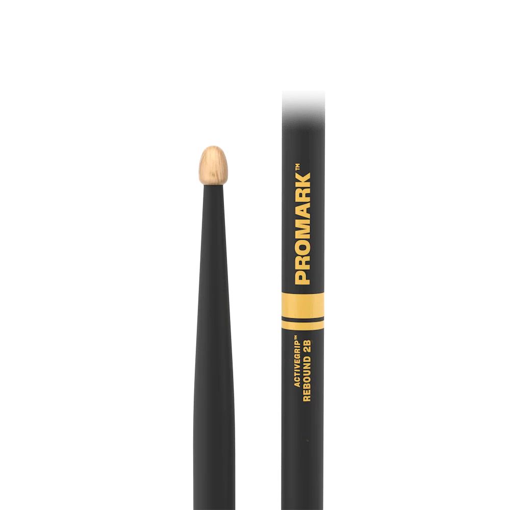 Promark Rebound 2B ActiveGrip Drumsticks - Hickory Acorn Tip Black - Image 9