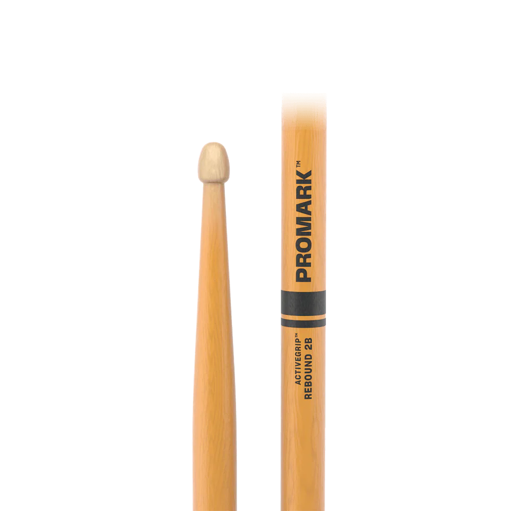Promark Rebound 2B ActiveGrip Drumsticks - Hickory Acorn Tip Clear - Image 8