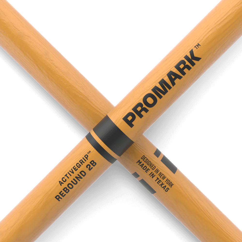 Promark Rebound 2B ActiveGrip Drumsticks - Hickory Acorn Tip Clear - Image 9
