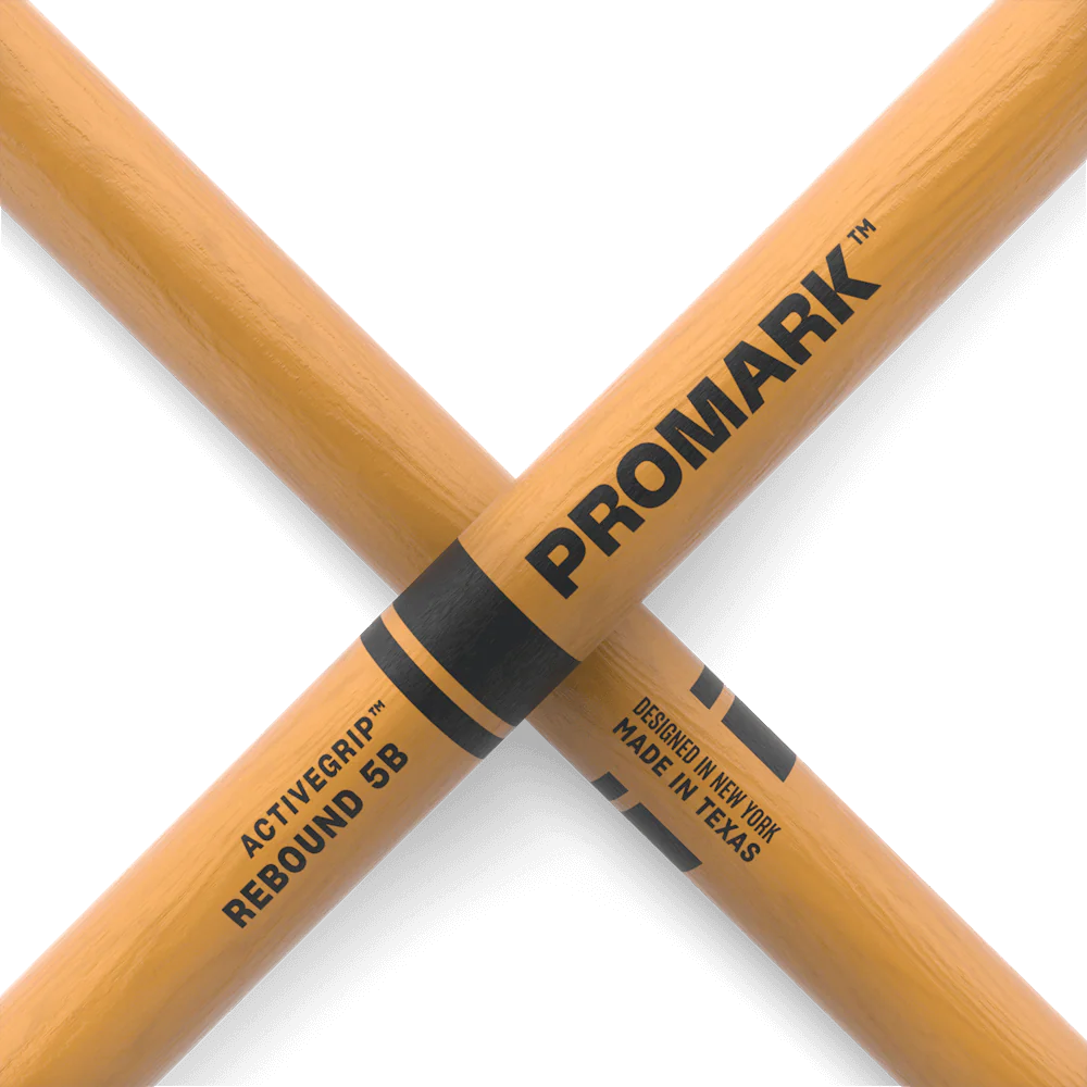 Promark Rebound 5B ActiveGrip Drumsticks - Hickory Acorn Tip Clear - Image 8