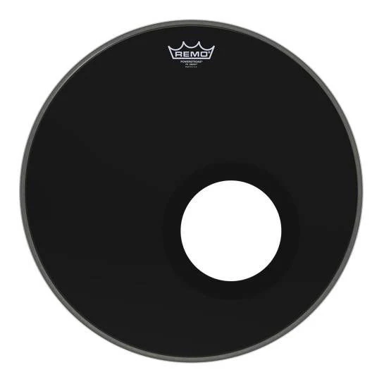 Remo Powerstroke 3 Ebony 18 inch Bass Drumhead with Black Dynamo Installed - Image 2
