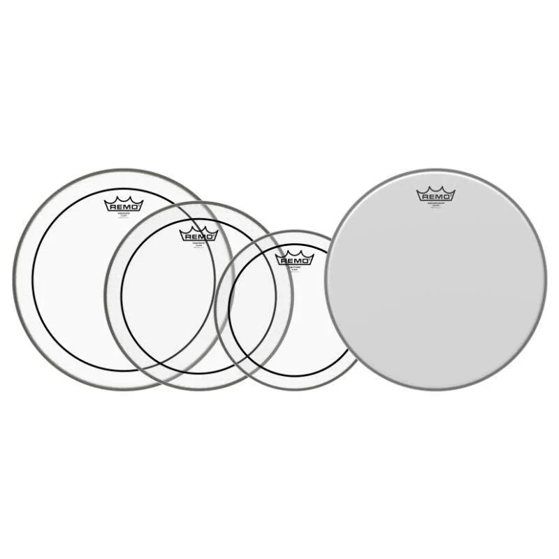 Remo USA Pro Pinstripe Clear Fusion Drum Head Pack with Free 14 Ambassador Coated - 10/12/14+14