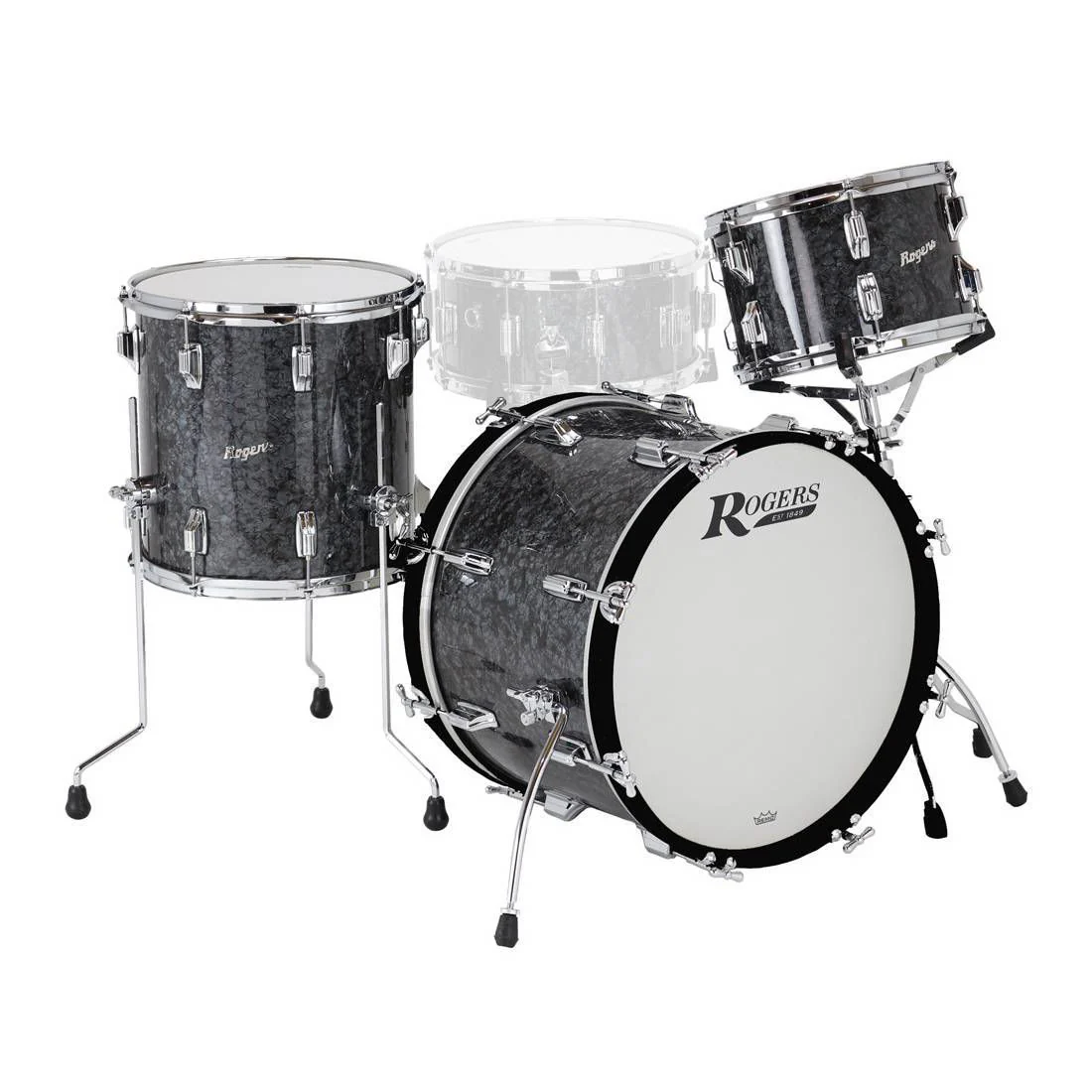 Rogers CV-0320 Covington Series 3-Piece Shell Pack Drum Kit in Black Diamond Pearl - Image 2