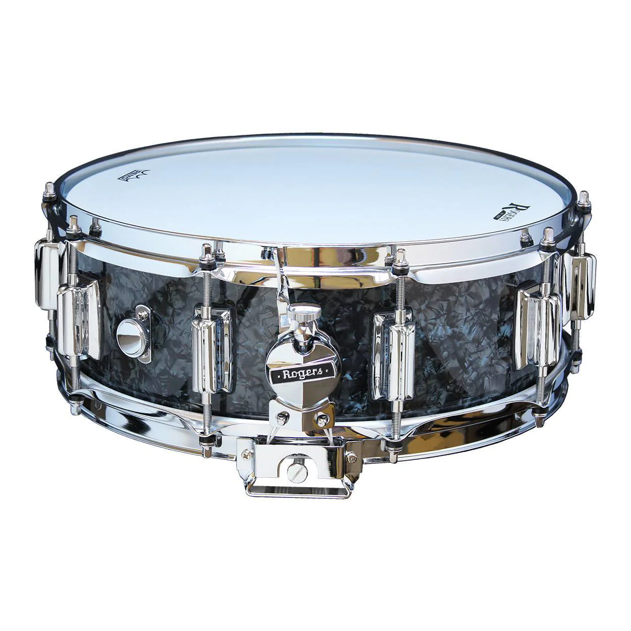 Rogers Dyna-Sonic Beavertail Series 14x5 Inch Snare Drum - Black Diamond Pearl - Image 4