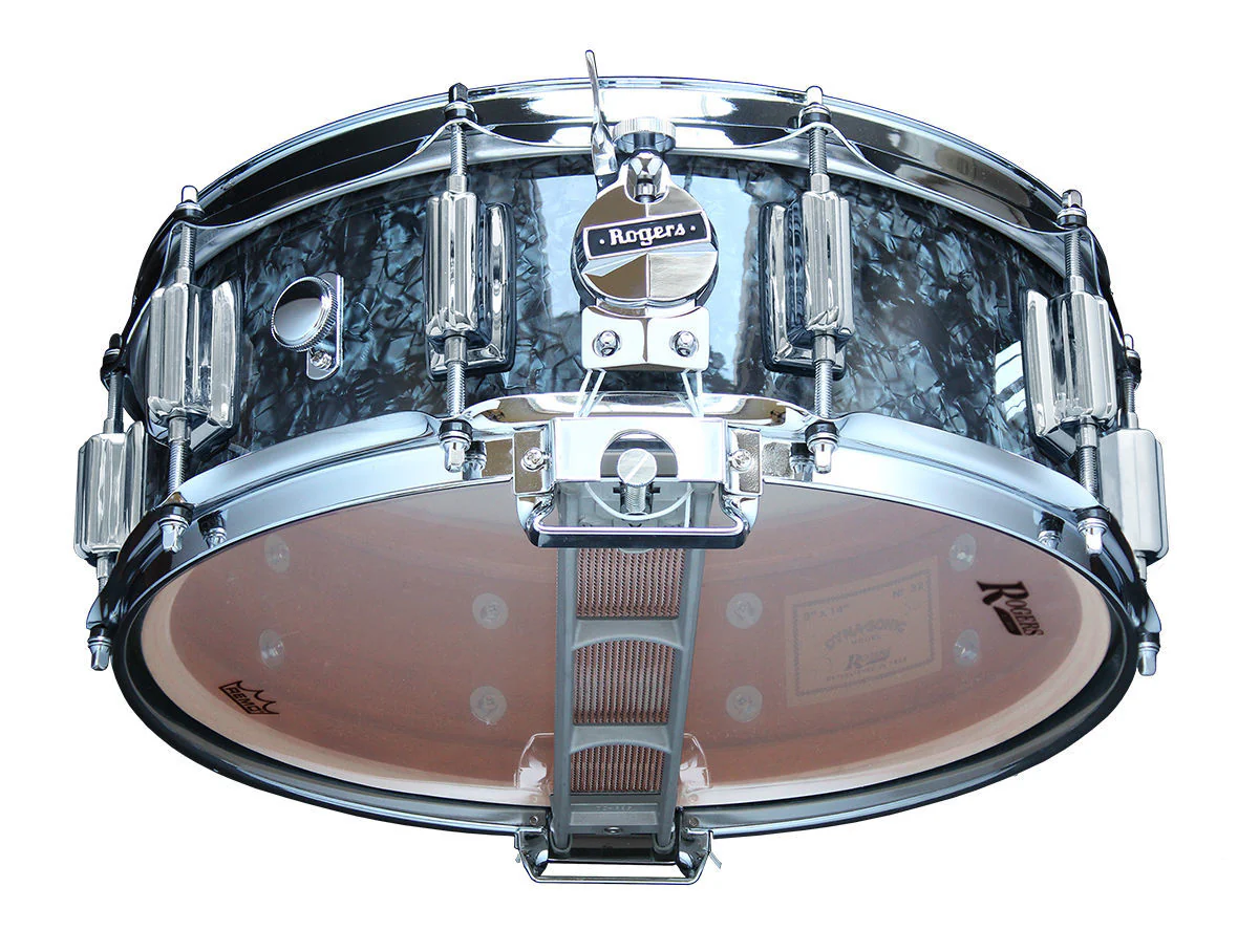 Rogers Dyna-Sonic Beavertail Series 14x5 Inch Snare Drum - Black Diamond Pearl - Image 5