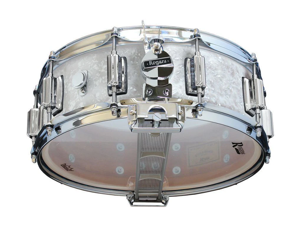 Rogers Dyna-Sonic Beavertail Series 14x5 Inch Snare Drum - White Marine Pearl - Image 2