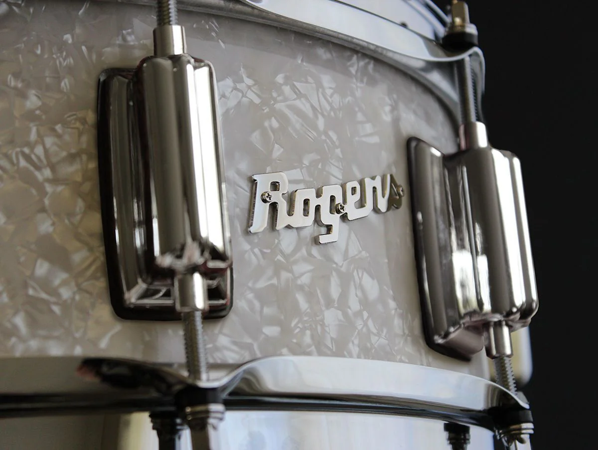 Rogers Dyna-Sonic Beavertail Series 14x5 Inch Snare Drum - White Marine Pearl - Image 3