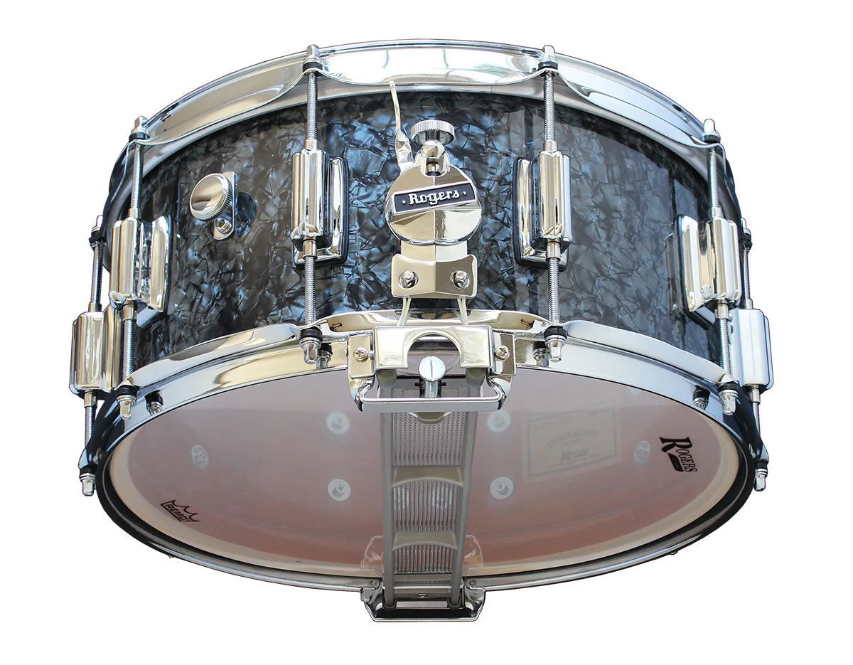 Rogers Dyna-Sonic Beavertail Series 14x6.5 Inch Snare Drum - Black Diamond Pearl - Image 2