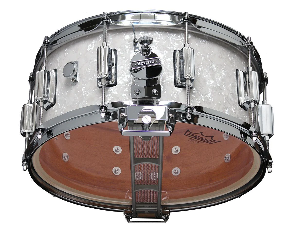 Rogers Dyna-Sonic Beavertail Series 14x6.5 Inch Snare Drum - White Marine Pearl - Image 2