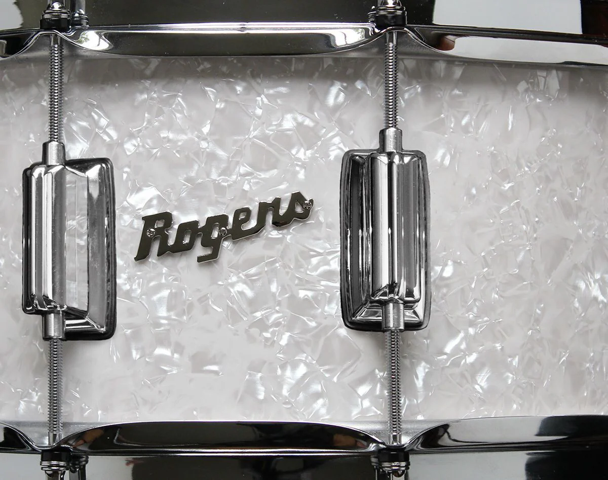 Rogers Dyna-Sonic Beavertail Series 14x6.5 Inch Snare Drum - White Marine Pearl - Image 3