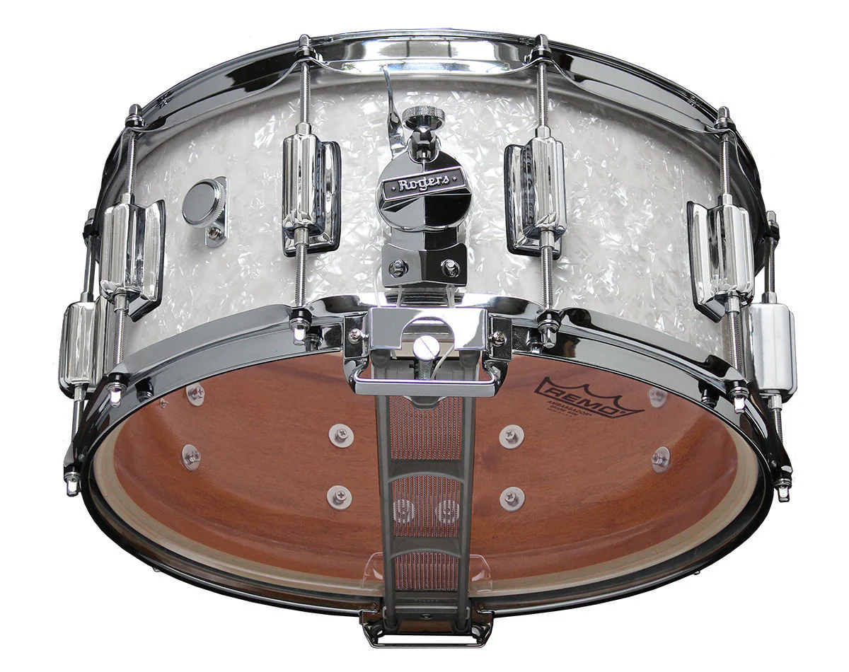 Rogers Dyna-Sonic Beavertail Series 14x6.5 Inch Snare Drum - White Marine Pearl - Image 4
