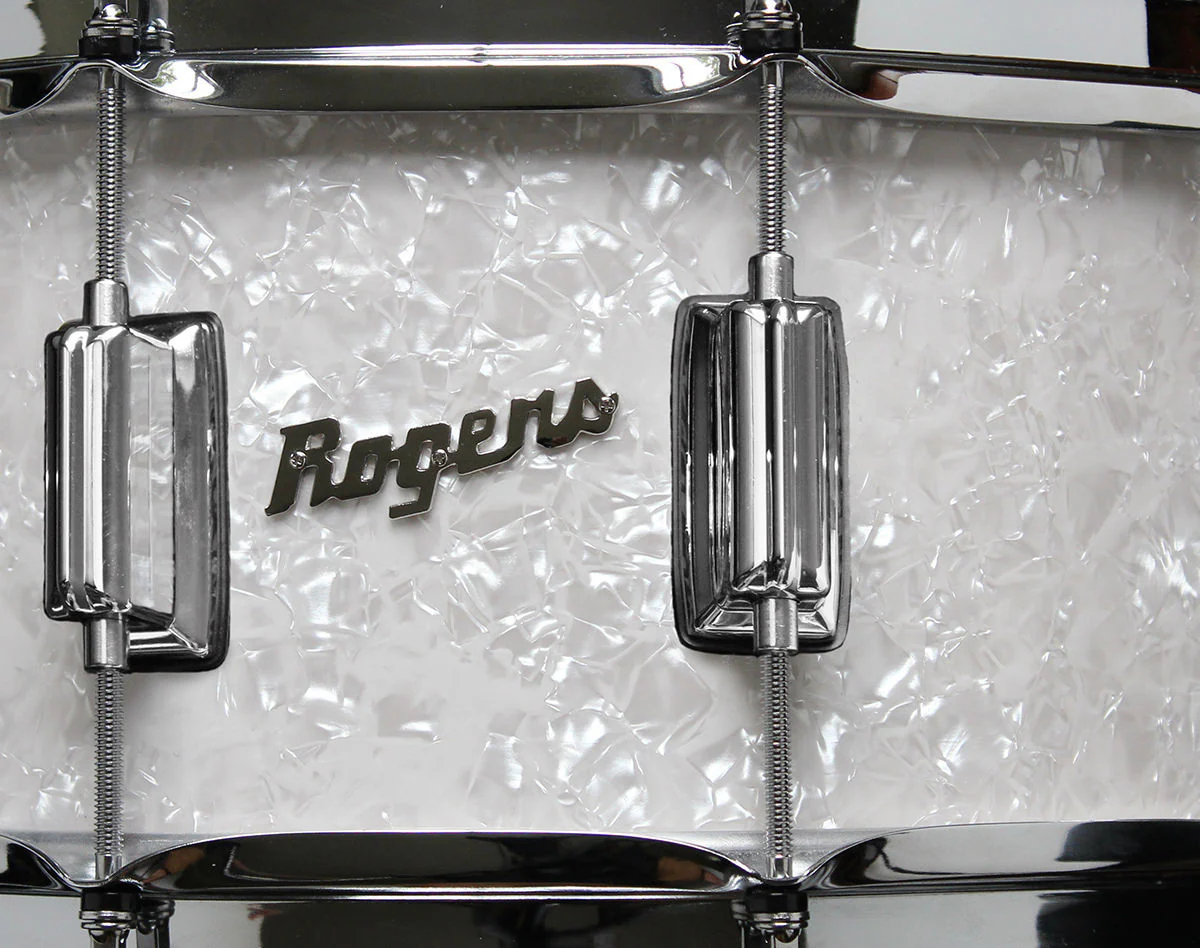 Rogers Dyna-Sonic Beavertail Series 14x6.5 Inch Snare Drum - White Marine Pearl - Image 6